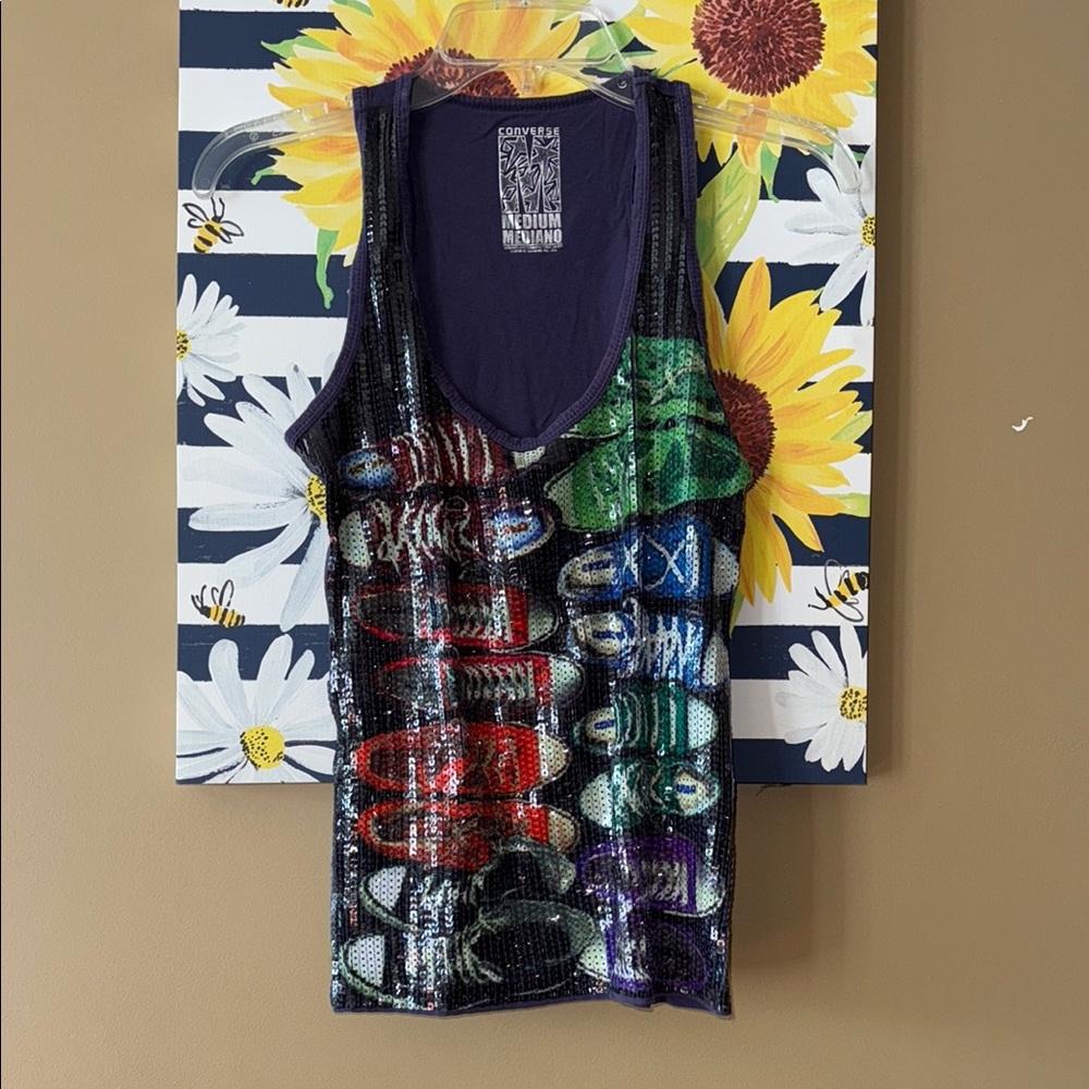 Colorful Converse Sequin Tank Top M
